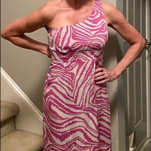 Trina Turk One Shoulder Strap Silk Dress